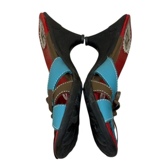 Not For Sale Fly London Sandals‎ Women 37 US 6 Blue Leather Kitten Heel Slip - Picture 6 of 9